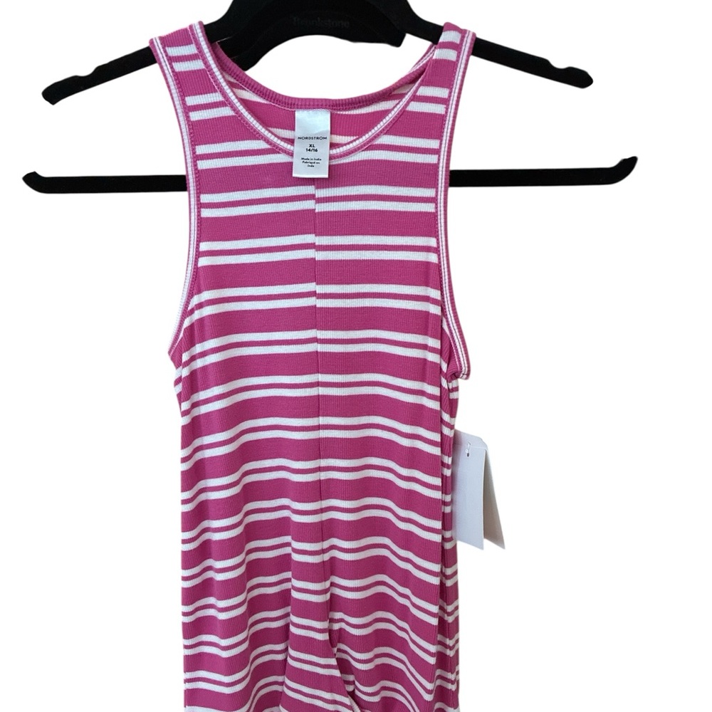 Nordstrom Pink and White Striped Kids Tank Top